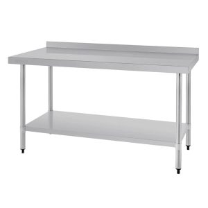 Vogue Stainless Steel Prep Table with Upstand 1500mm - Self Assembly
